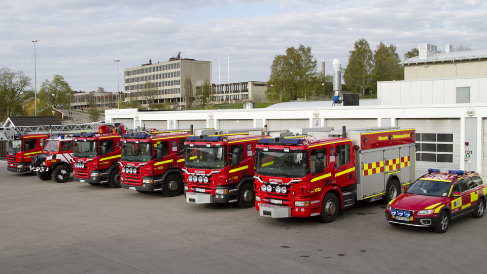 Brandbilar utanför Växjö brandstation